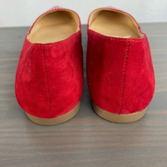 BCBG Paris Zuzux Studded Ballet Flats Women Size 7.5B Red Pointed Toe Celeb Glam - Picture 5 of 12